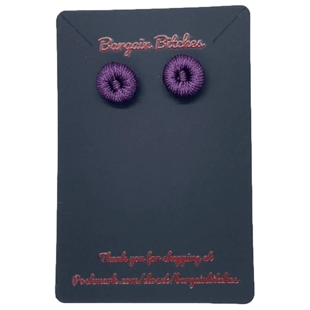 New‎ purple crochet button earrings metal stud earrings retro summer earrings